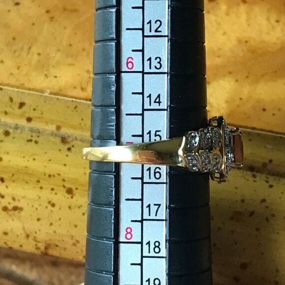 Natural Orange Garnet Sterling Silver 18k Yellow Gold Vermeil Ring Size 7 - Picture 7 of 8